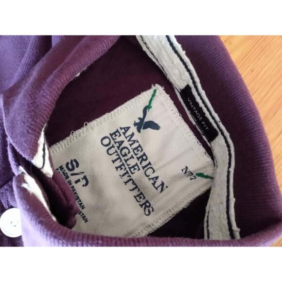 SM (Small) American Eagle Outfitters Purple & White Top Button Front Shirt - Picture 2 of 3